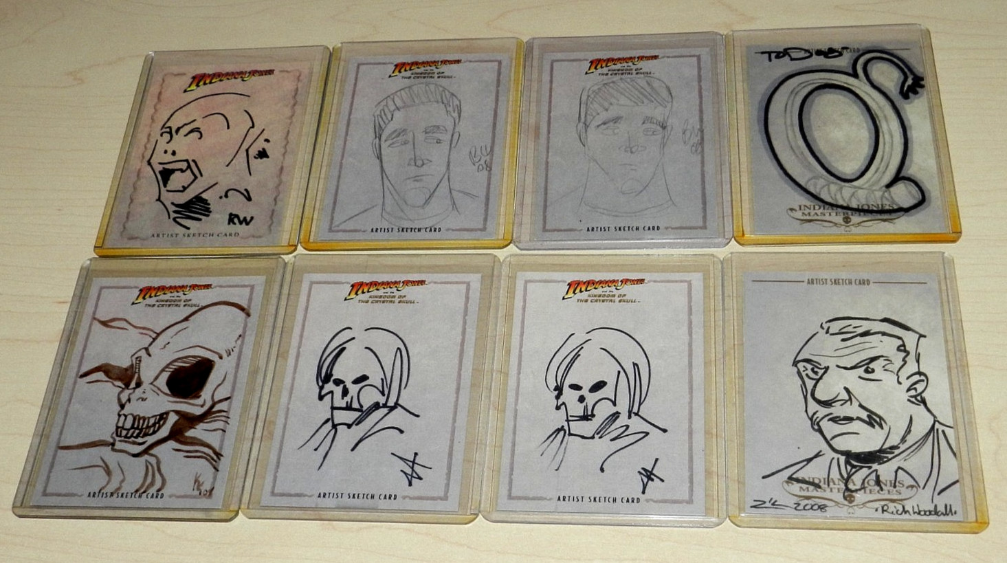 INDIANA JONES MOVIE SKETCH CARD LOT OF 8 – 1/1’S & MASTERPIECE ALL HAND DRAWN