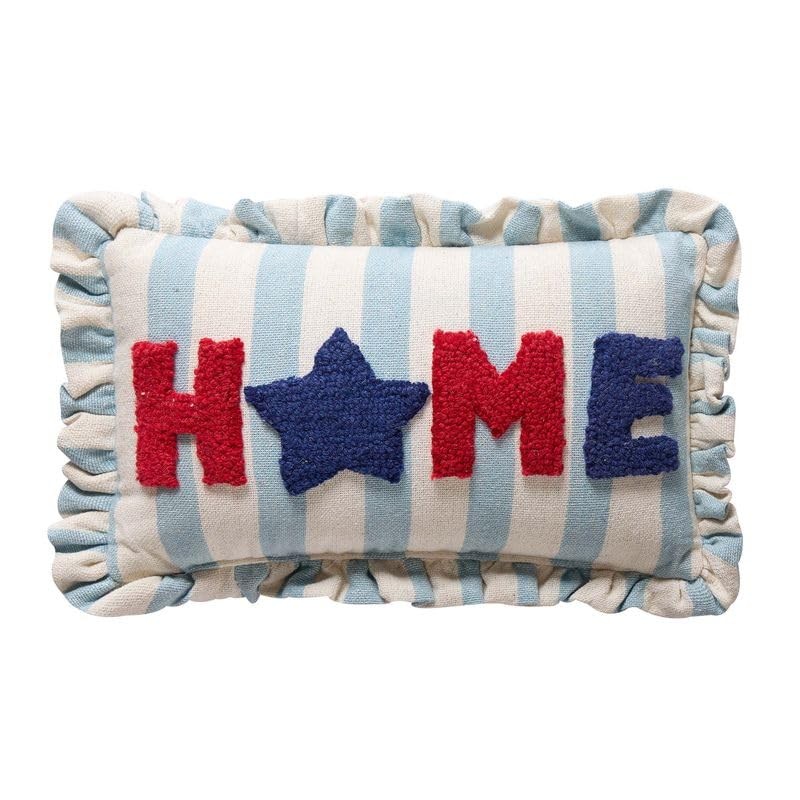 Peking Handicraft Stripe Hook Pillow 8×12 Multicolor Filled