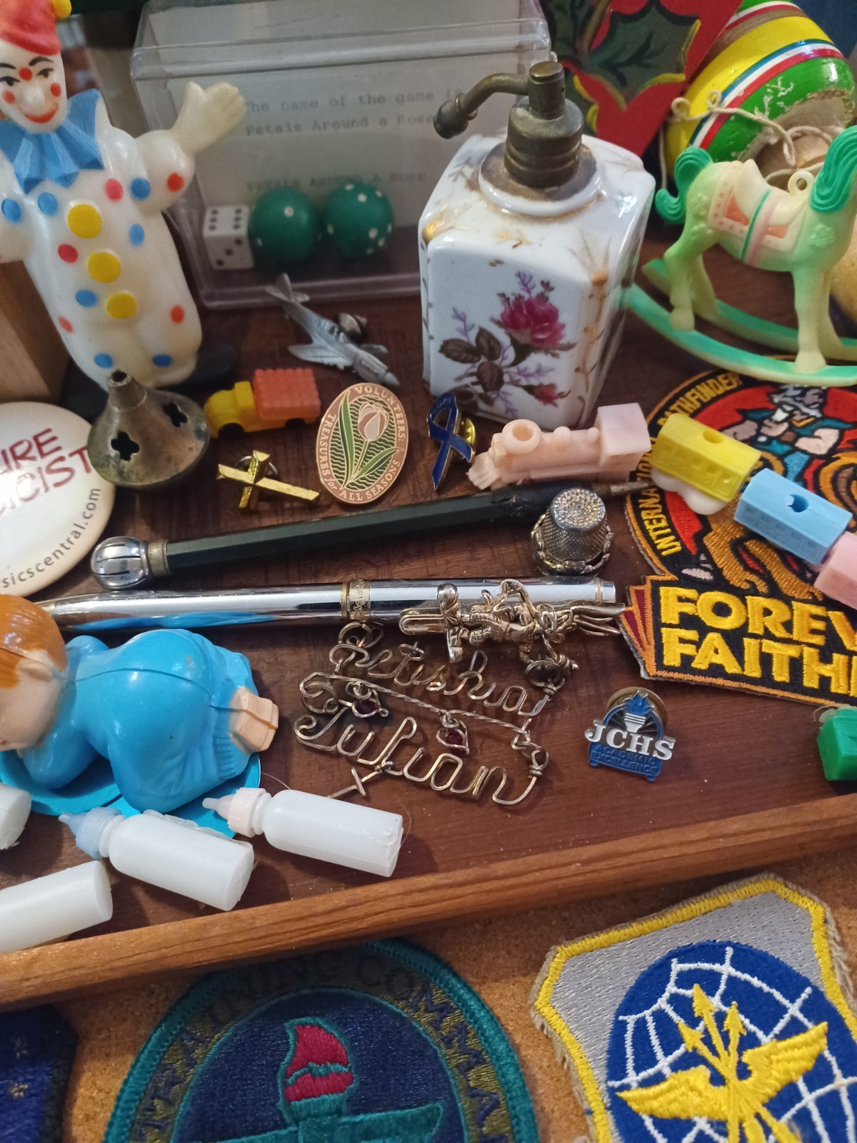 Junk Drawer Lapel Pins Patches Tokens Vintage Smalls & Miscellaneous Items