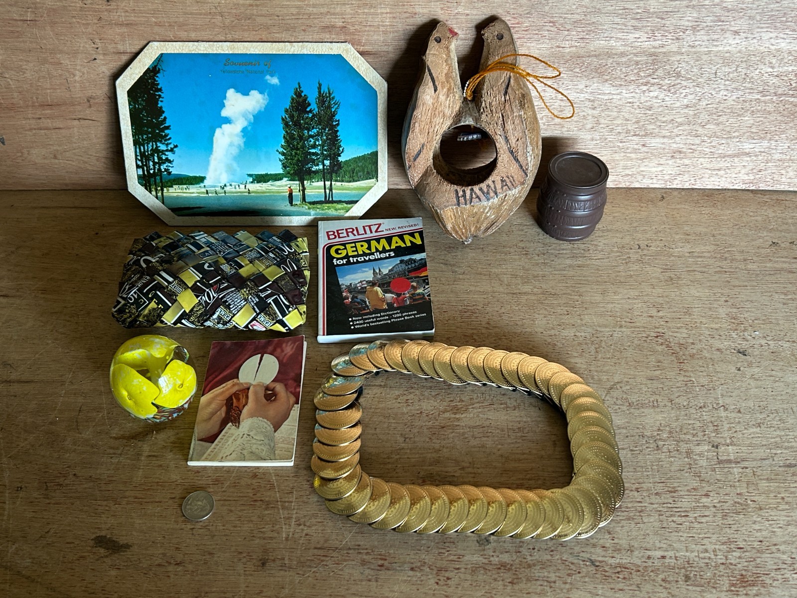 Yellowstone Hawaii Paperweight Purse Prayer Book Barrel Vintage Junk Drawer Lot