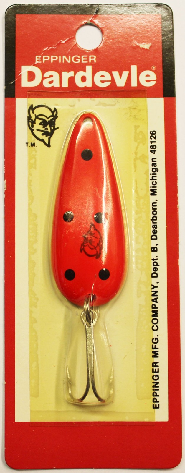 Dardevle 251 Dardevle Imp – Flo Red/Black Dots 2/5 oz. – 2 1/4″ x 7/8″