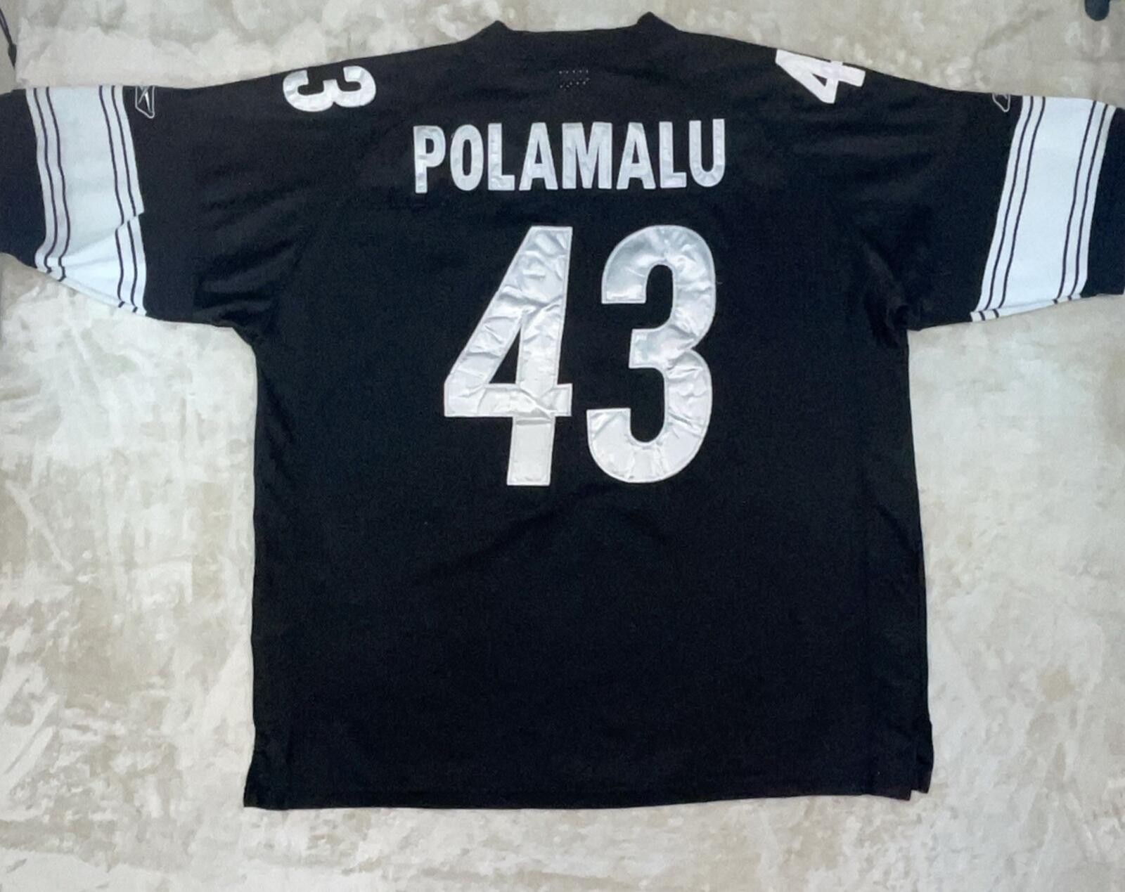 Vintage Pittsburgh Steelers Troy Polamalu #44 Reebok On Field Jersey Size 56