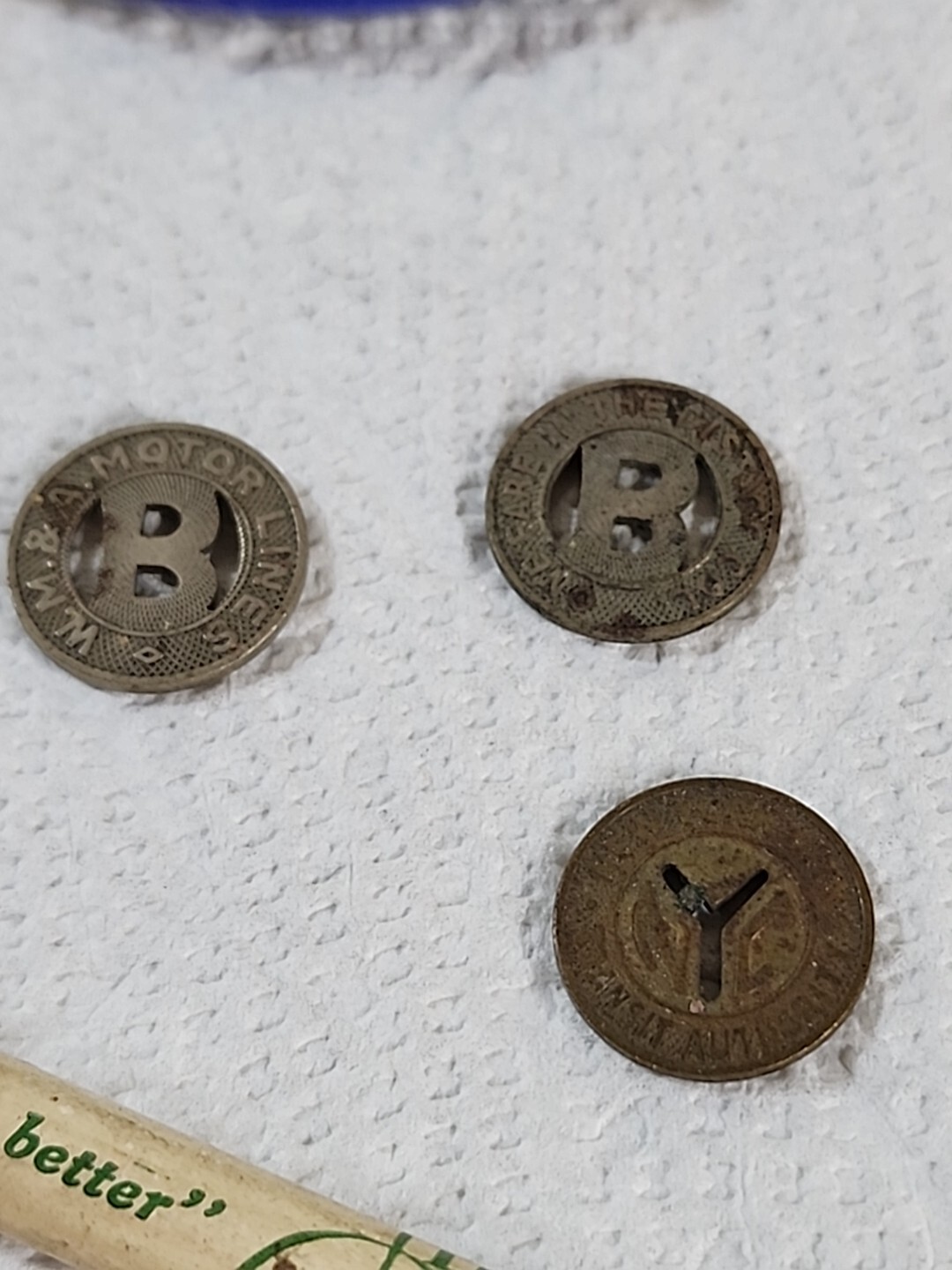 Junk Drawer Lot: Kodak Six 20 Camera Knives DC FD Buttons Fare Tokens Marble Pin