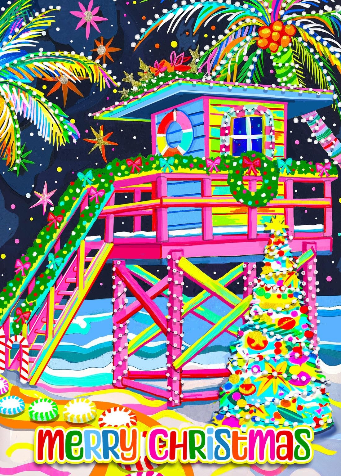 LPG Greetings Lux Press Group Neon Beach Christmas Multicolor 75 inches 7 Modern