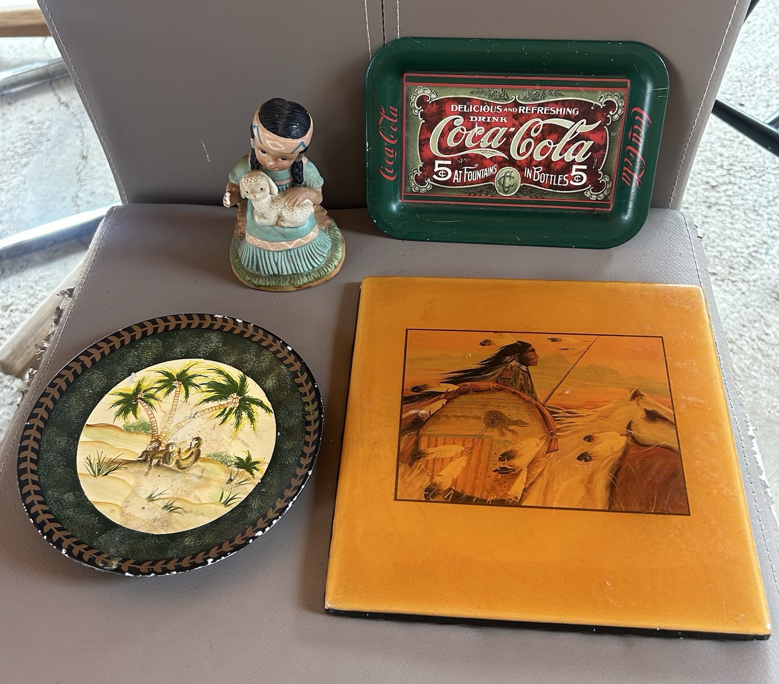 Coca-Cola Collectibles Lot Tray Figurine Decorative Plates Art Tile