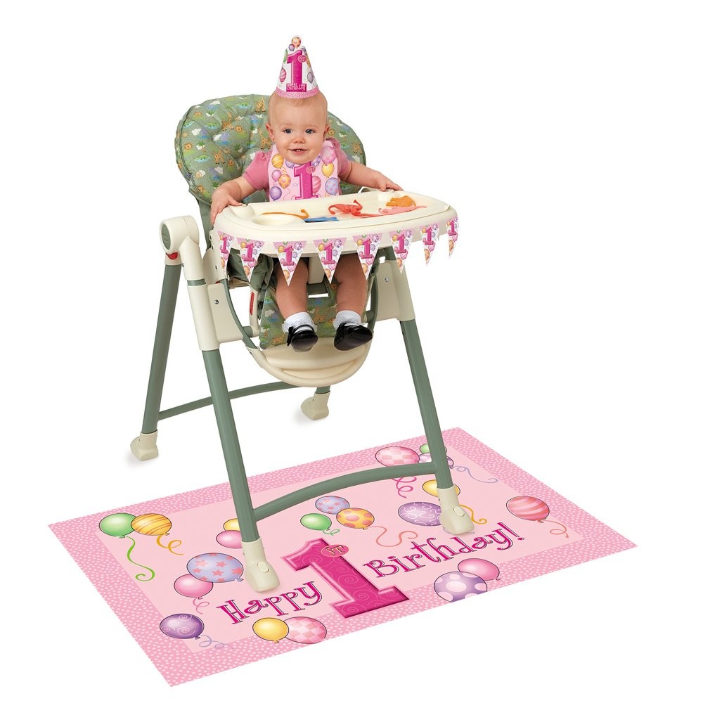 Unique 4 Piece 1st Birthday High Chair Decoration Kit, Pink (23907)
