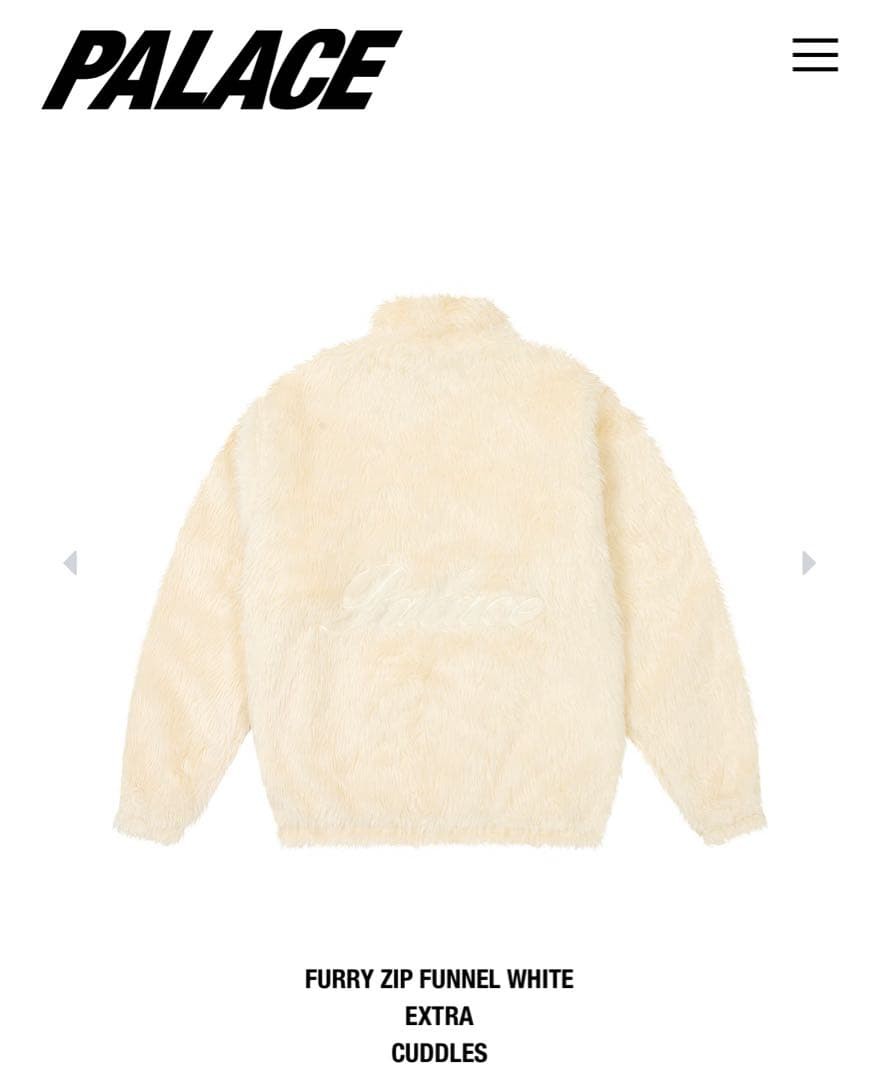PALACE FURRY ZIP FUNNEL WHITE M