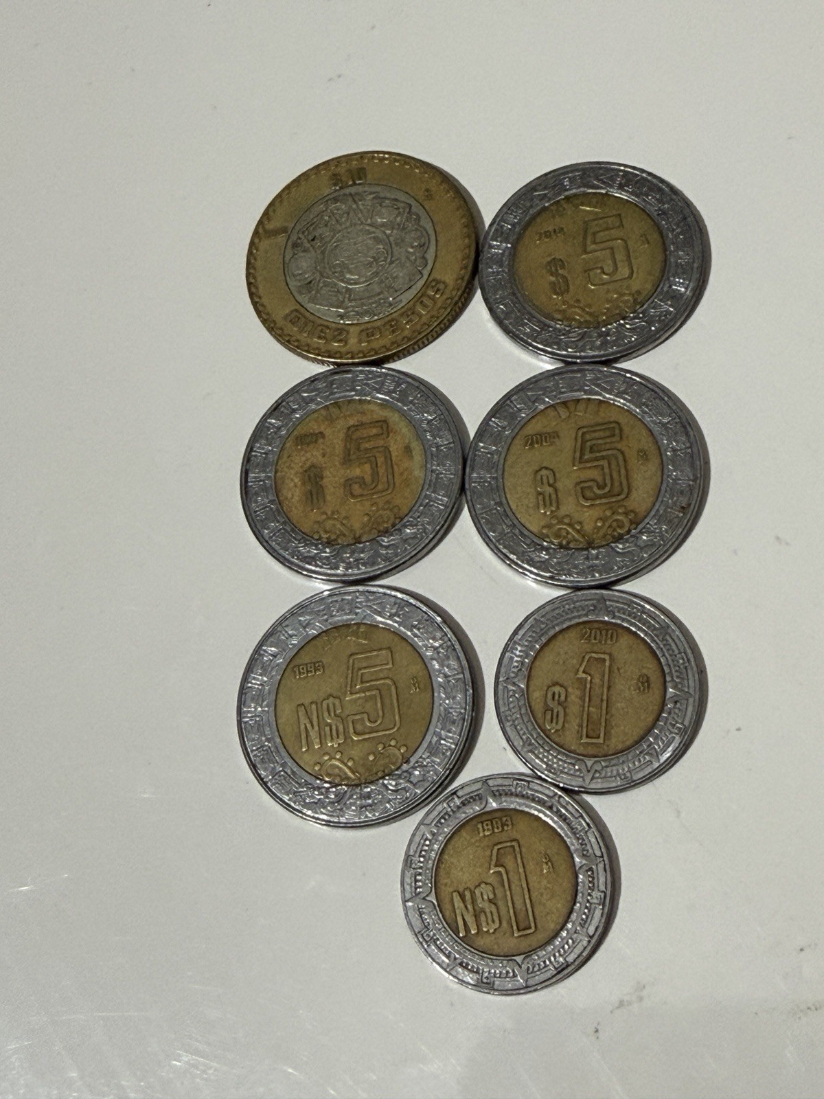 MEXICO Pesos 1 5 10 Lot Of 7 vintage Coins Mexican