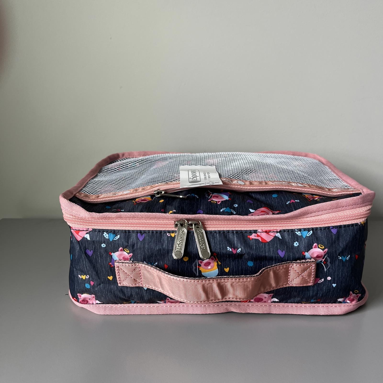 Lesportsac Piggy Cupid Small Organizer in Dark Gray NWT