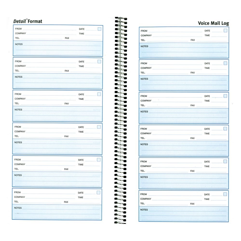 Rediform Detail Wirebound Voice Mail Log Book Black 5 x 1 10 Standard Functional