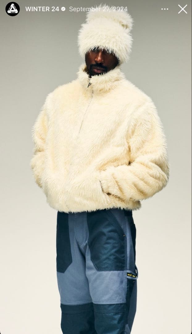 PALACE FURRY ZIP FUNNEL WHITE M