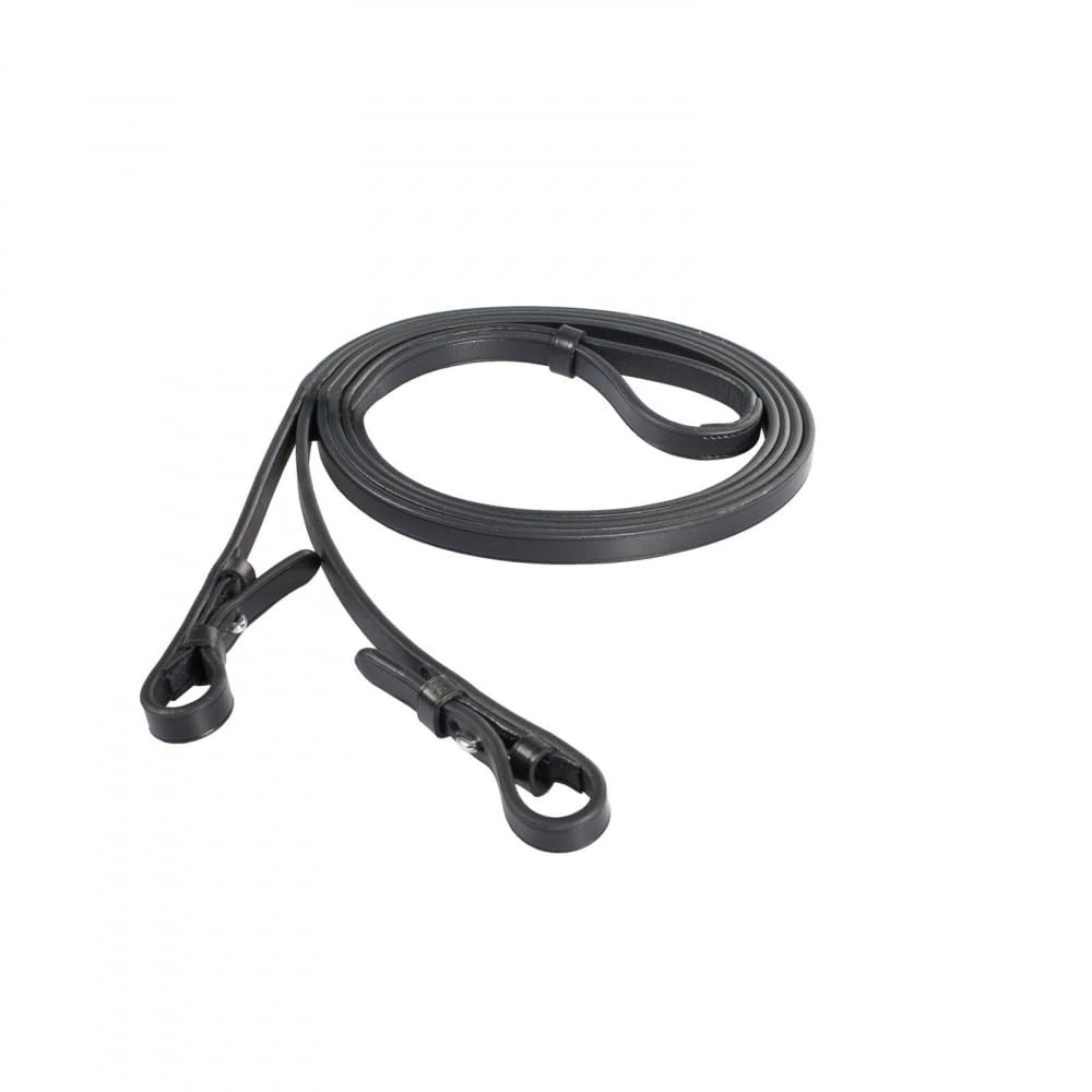 Horze Laelia Plain Leather Dressage Reins – Black – Horse