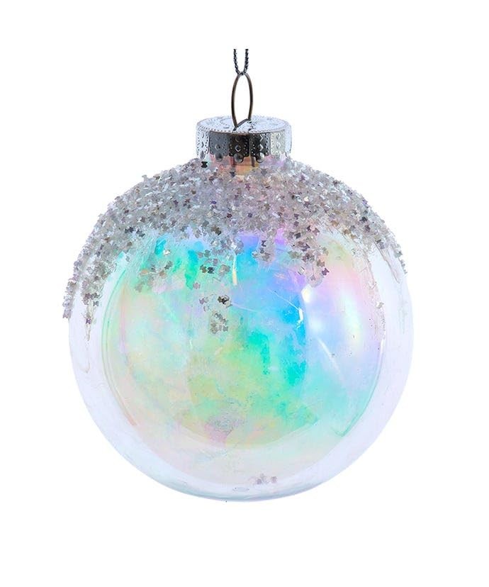 120MM Plastic Glittered Iridescent Ball Ornament