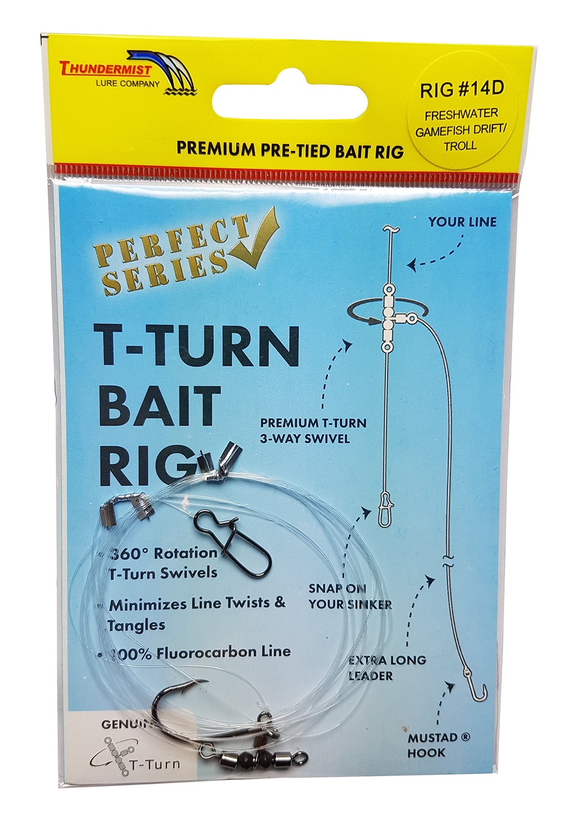 Thundermist Lure Company Perfect Series RIG#14D Pre-Tied T-Turn Bait Rig