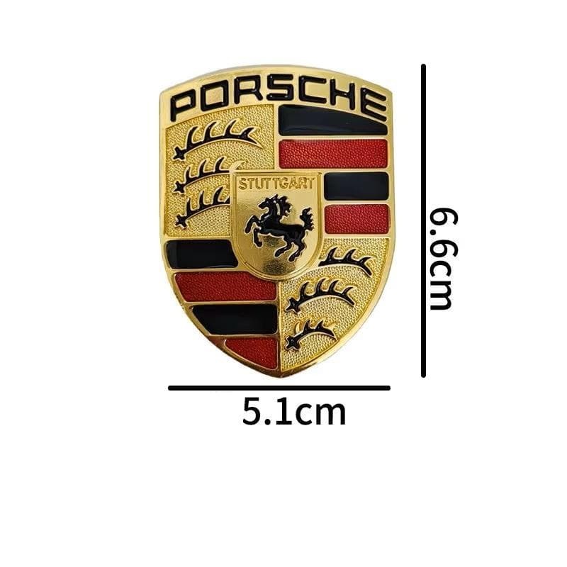 PORSCHE Emblem Gold Width 5cm x Height 6.8cm