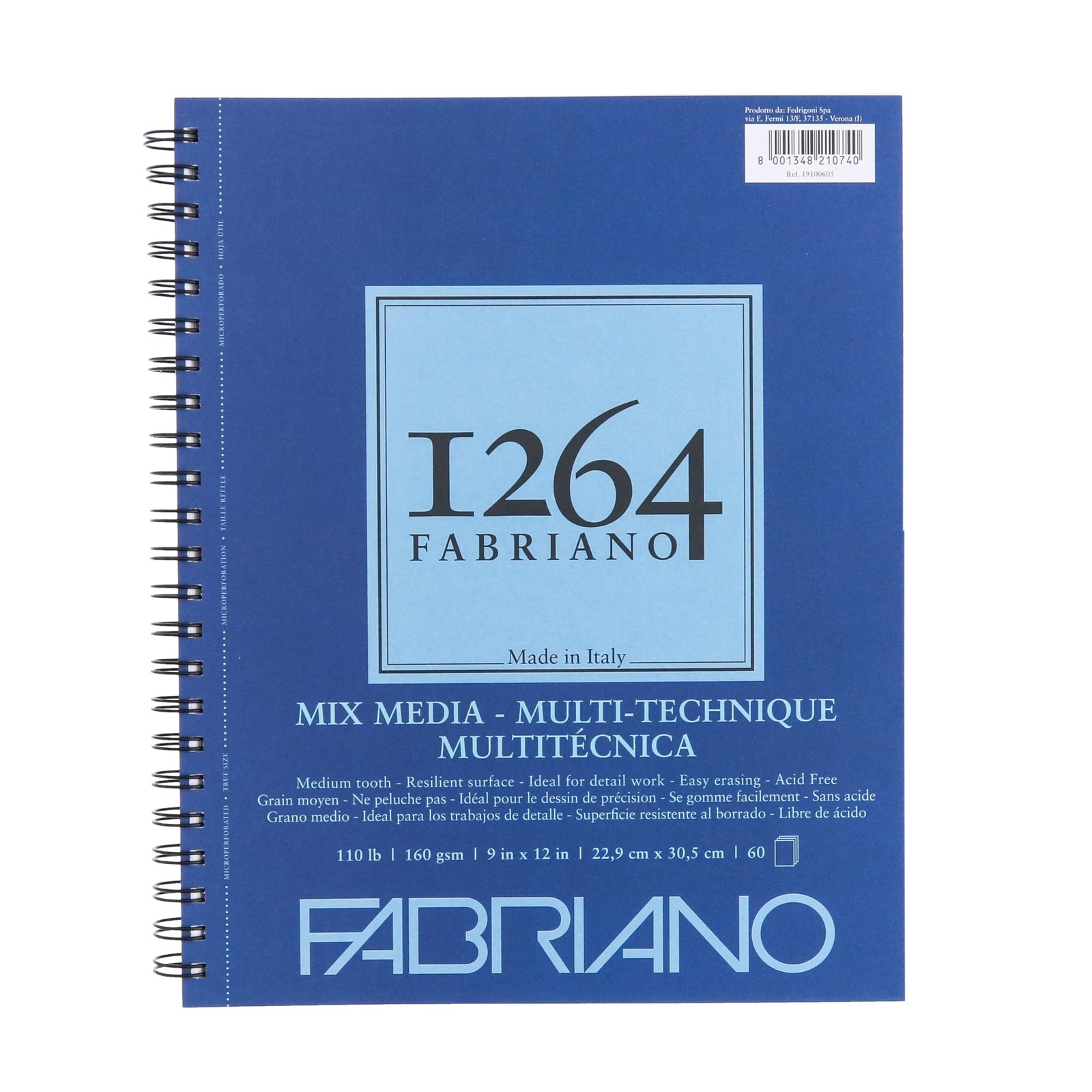 Fabriano 1264 Mixed Media Pad, 9″ x 12″, 110 lb.