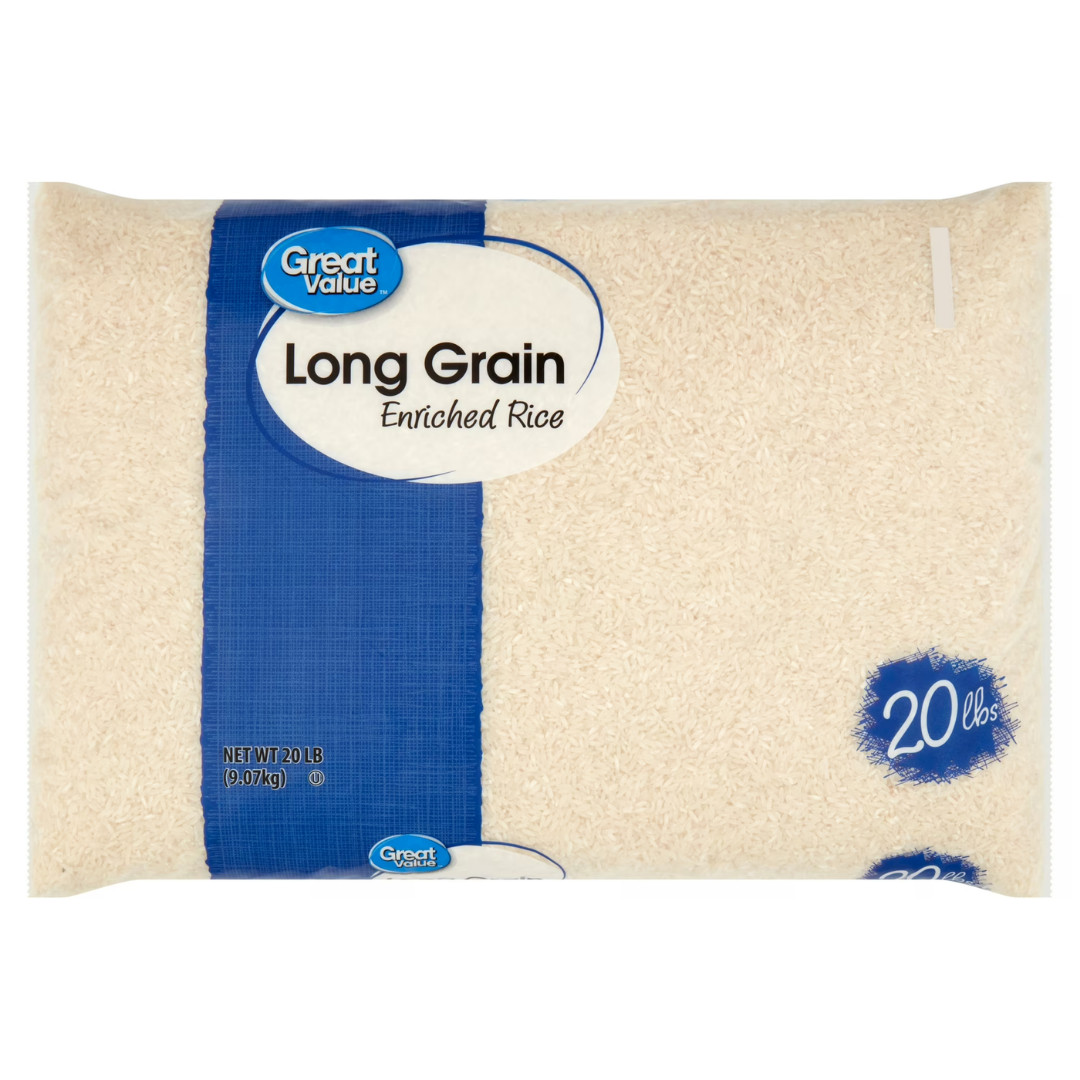 (3 pack) Great Value Long Grain Enriched Rice, 20 lb