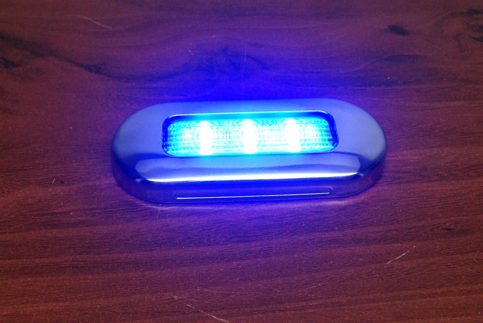 Marine Boat LED Blue Oblong Shape Courtesy Light 3″ BY1.25 Stainless Steel Rim
