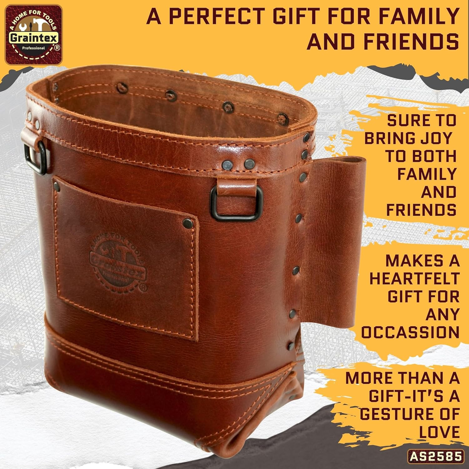 Top Grain Leather Nut & Bolt Tool Bag for Ironworkers – Durable & Versatile