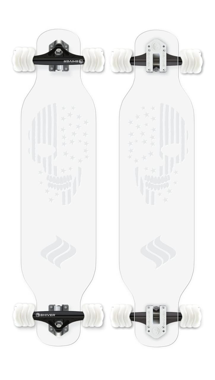 Shark Wheel Clear Skull Longboard with Oscillating Color Deck Lights