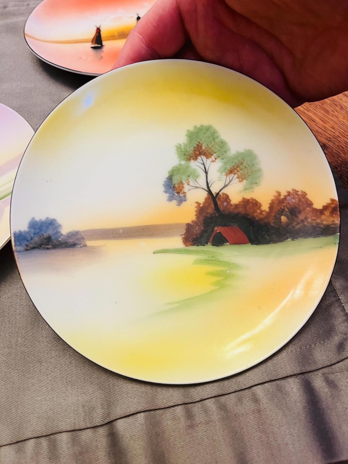 Vintage MIETO China Plates | Set of 3 Hand-Painted Japanese Landscape Scenes
