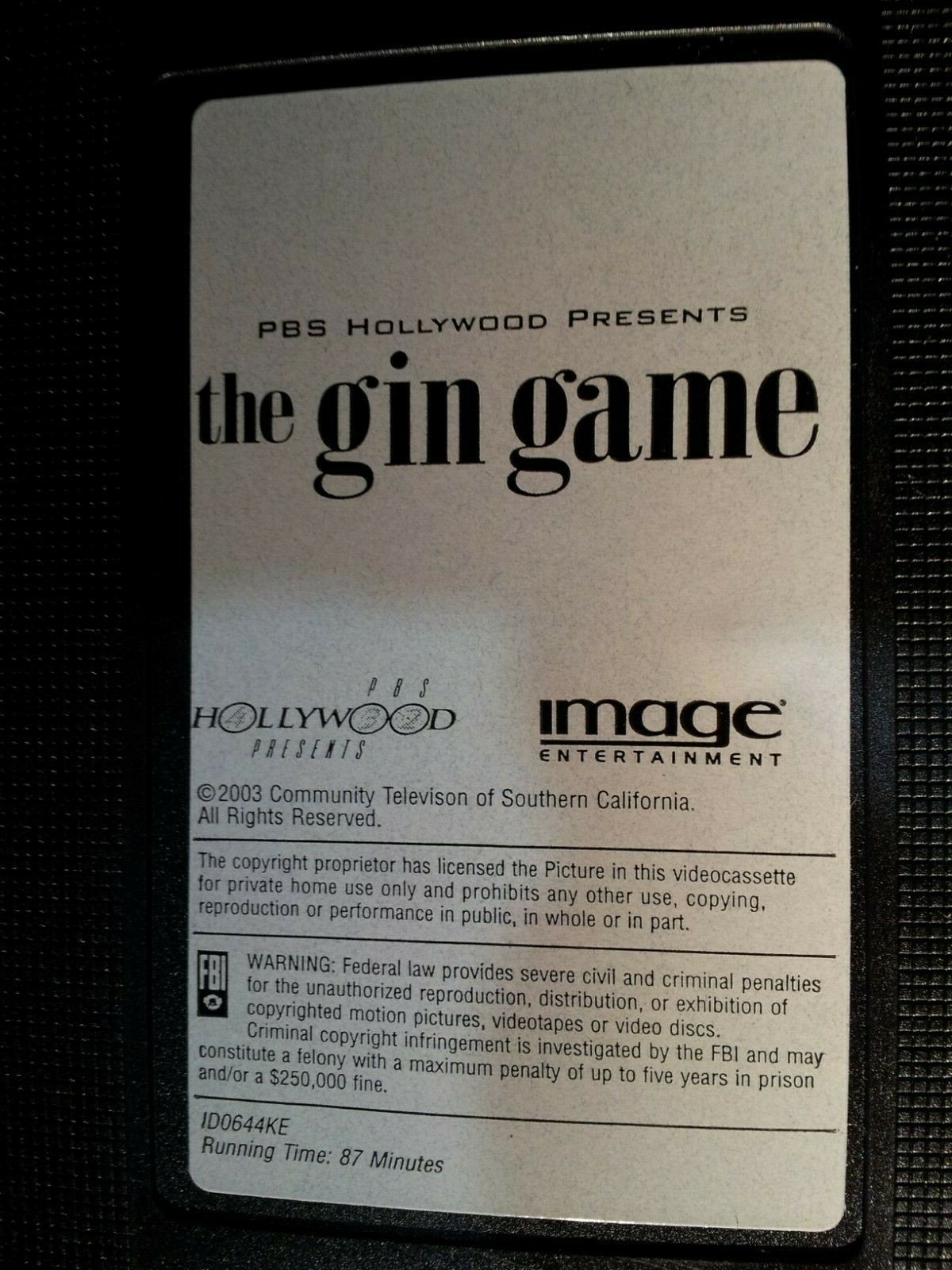2003 the gin game RARE VHS VIDEO – DICK VAN DYKE MARY TYLER MOORE PBS HOLLYWOOD
