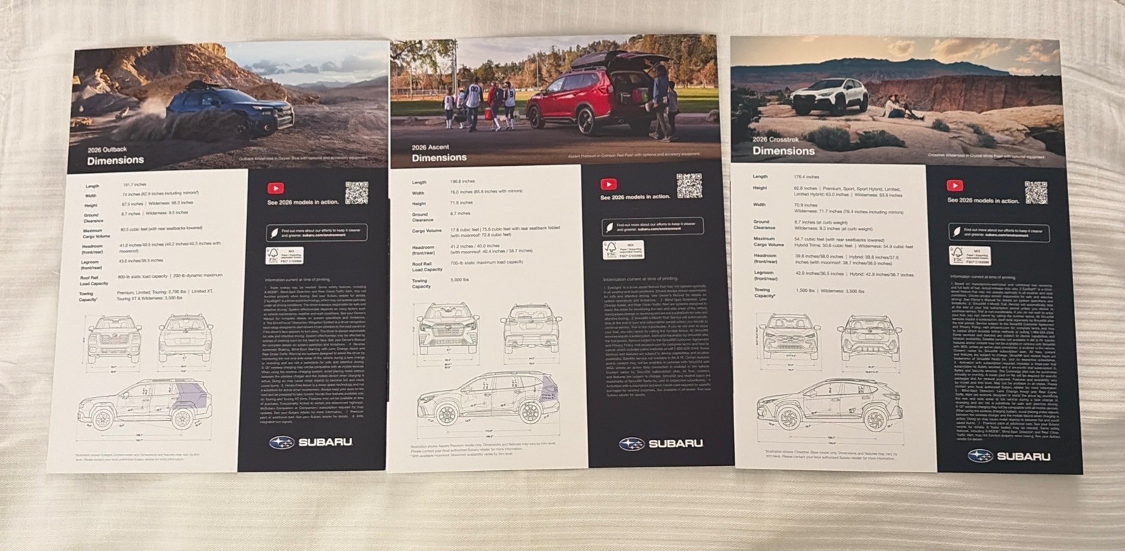 2026 Subaru Original Sales Brochures Lot Crosstrek Outback Ascent New