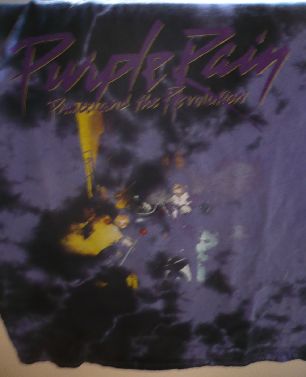 PRINCE PURPLE RAIN, VINTAGE ROCK POP T-SHIRT TIE DYE MARBLED PURPLE (M) MEDIUM