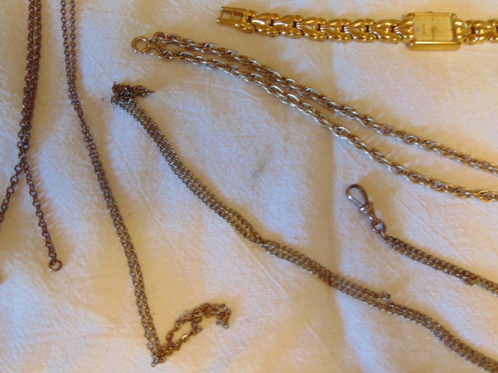 Vintage Junk Drawer Lot Watch Slide Chains Goofy Tools WW2 Medal Morse Bulova