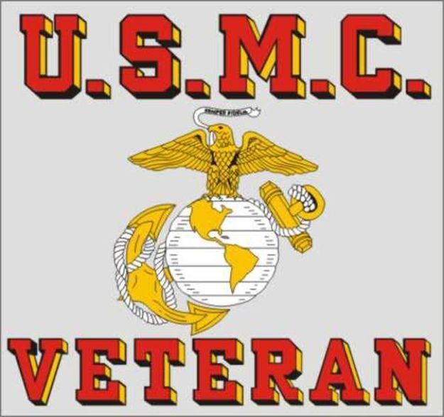 Mylar Decal – U.S.M.C. Veteran 3.75 x 3.5″ D163-M