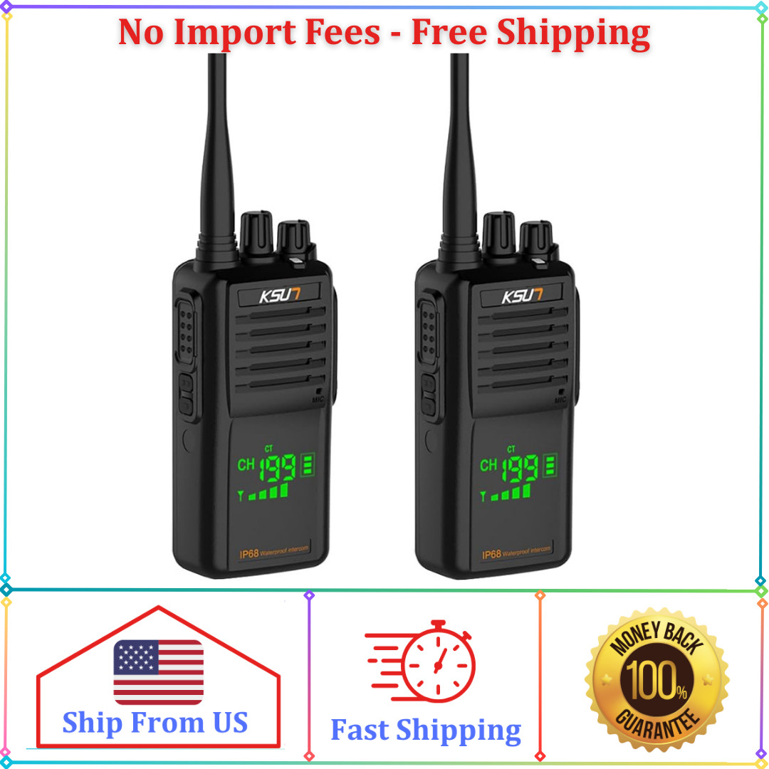 Handheld Two-Way VHF Marine Radio IP68 Waterproof LED Screen International 2 Pk