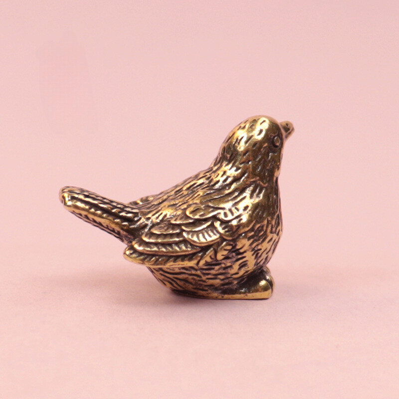 2 Solid Brass Sparrow Statue Decorations Animal House Tabletop Decorations New/