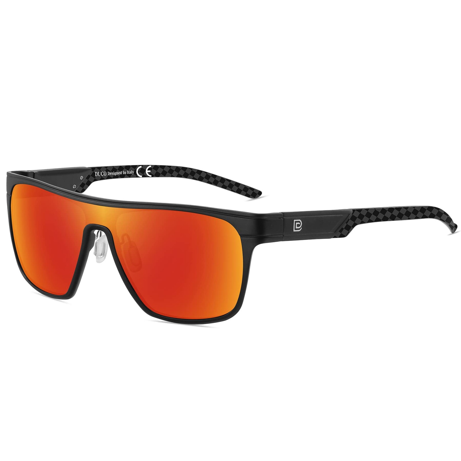 DUCO Square Polarized Sunglasses – Men’s Flat Top Carbon Fiber, DC8230