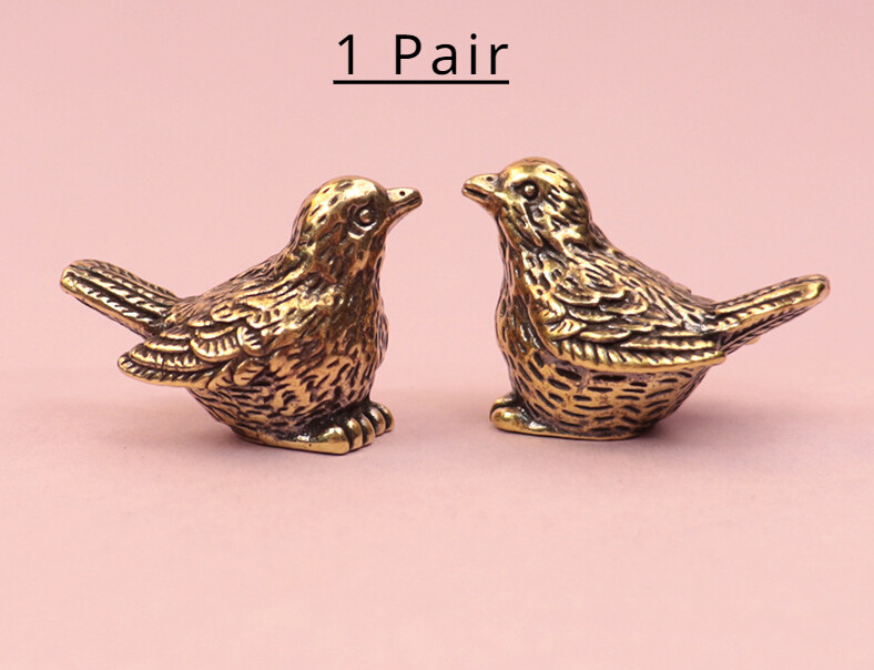 2 Solid Brass Sparrow Statue Decorations Animal House Tabletop Decorations New/