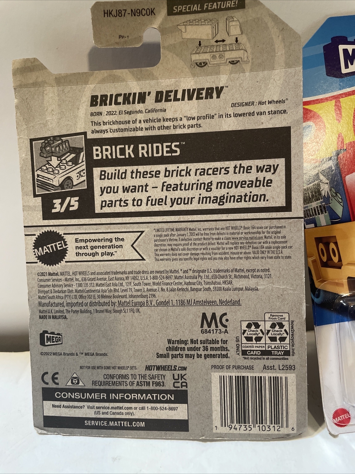 2023 HOT WHEELS BRICKING DELIVERY BRICK RIDES SERIES #3/5 DIECAST 1:64 SCALE NEW