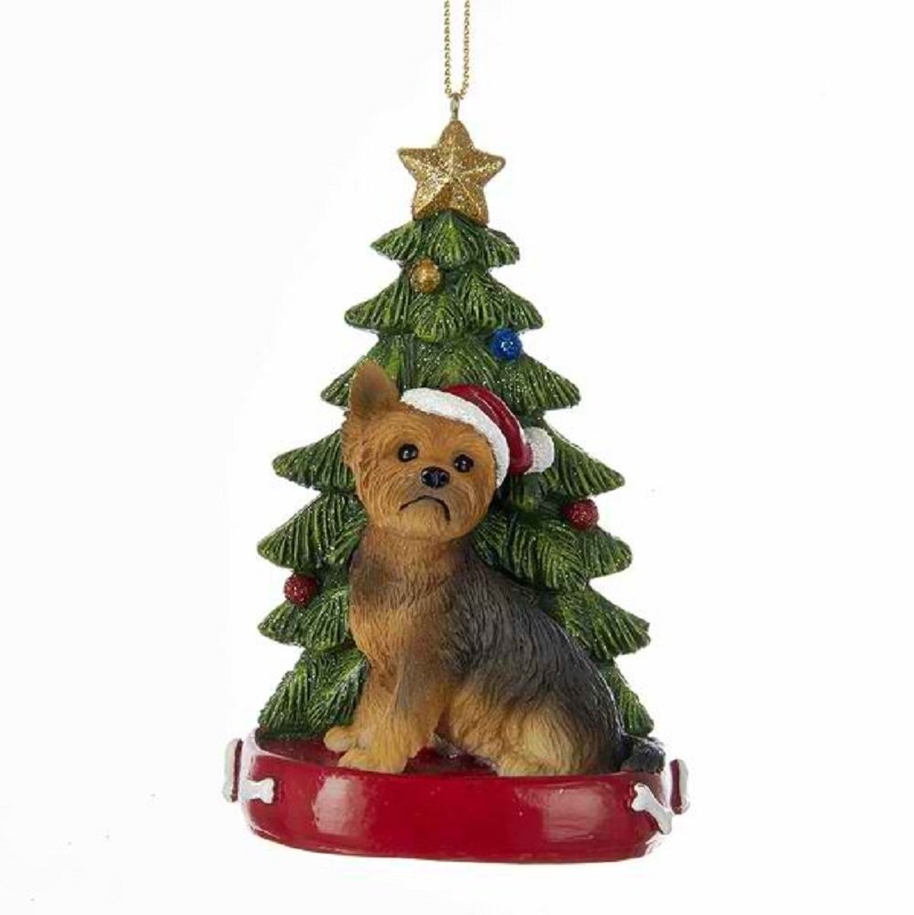 Kurt Adler Yorkshire Terrier Christmas Tree Ornament 4.25in Holiday Decor