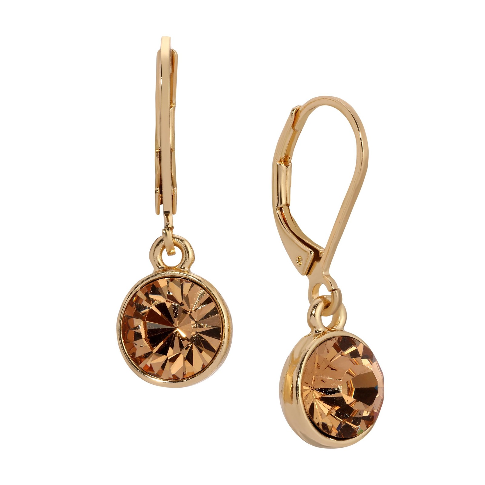 1928 Jewelry Light Topaz Crystal Drop Earrings, 14K Gold Dipped
