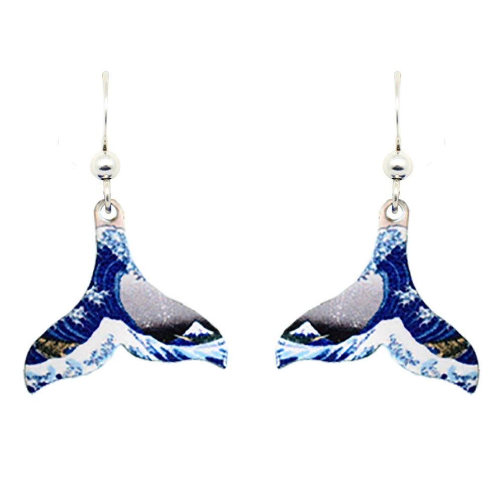 d’ears Whale Tail Earrings 1566 d ears Silver 1 inch Functional Great Wave Tone