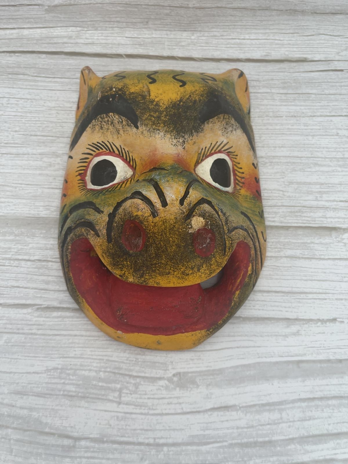 Vintage Hand Carved Mexican Guerrero Dance Ceremonial Mask Folk Art