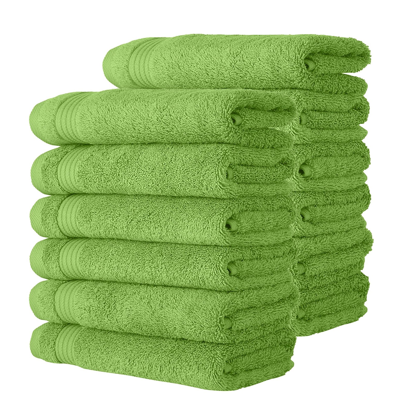 Classic Turkish Towels 12-Pack Washcloths – 100% Cotton, Quick-Dry, Green 12″x12