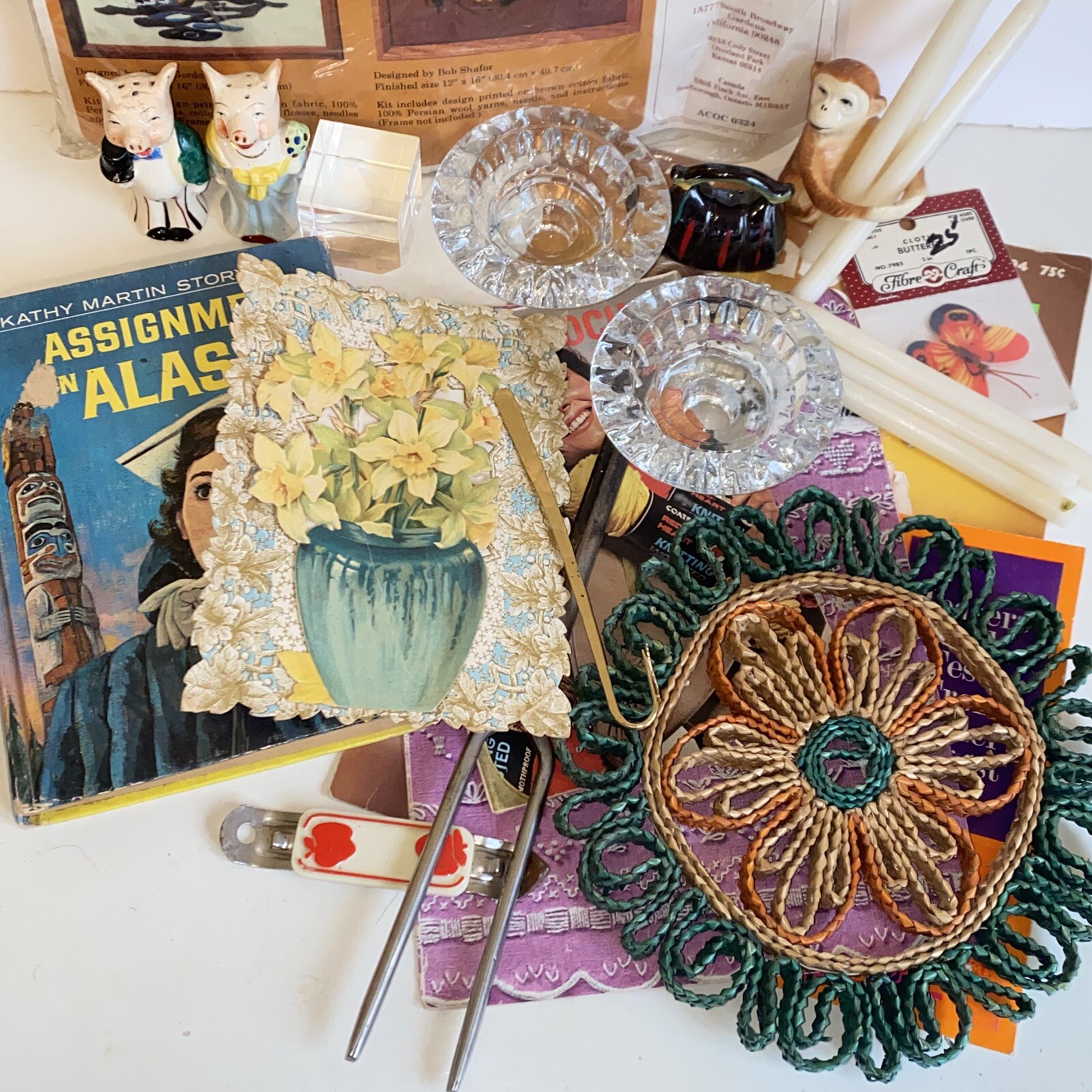 Grandma’s Vintage Junk Drawer Lot-Crafts Knick Knacks Kitchen Crystal Home Decor