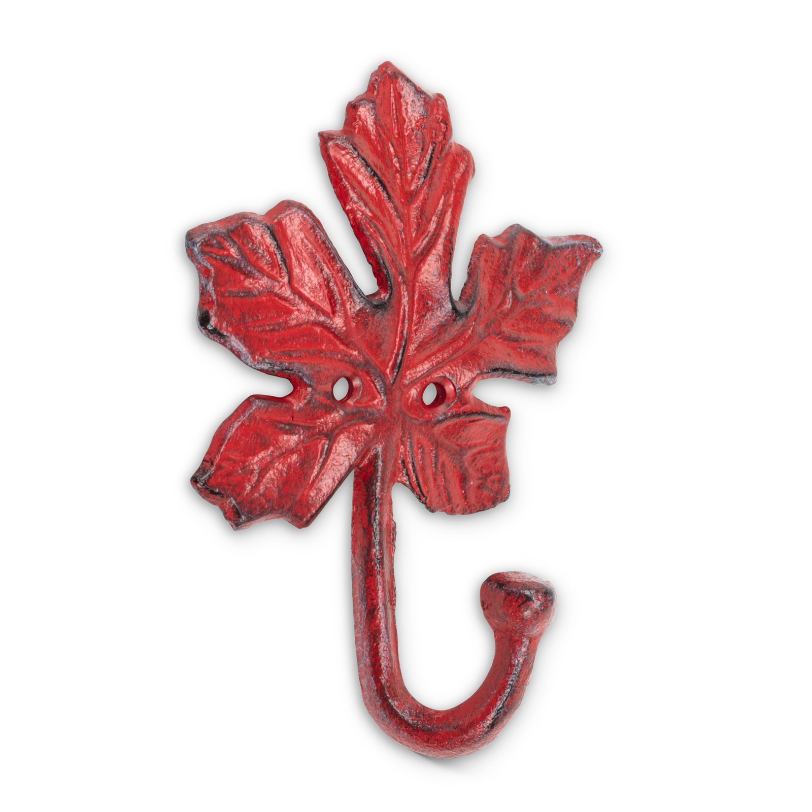 Abbott Collection 27-Iron AGE/352 Maple Leaf Wall Hook, 6 inches H, Antique Red