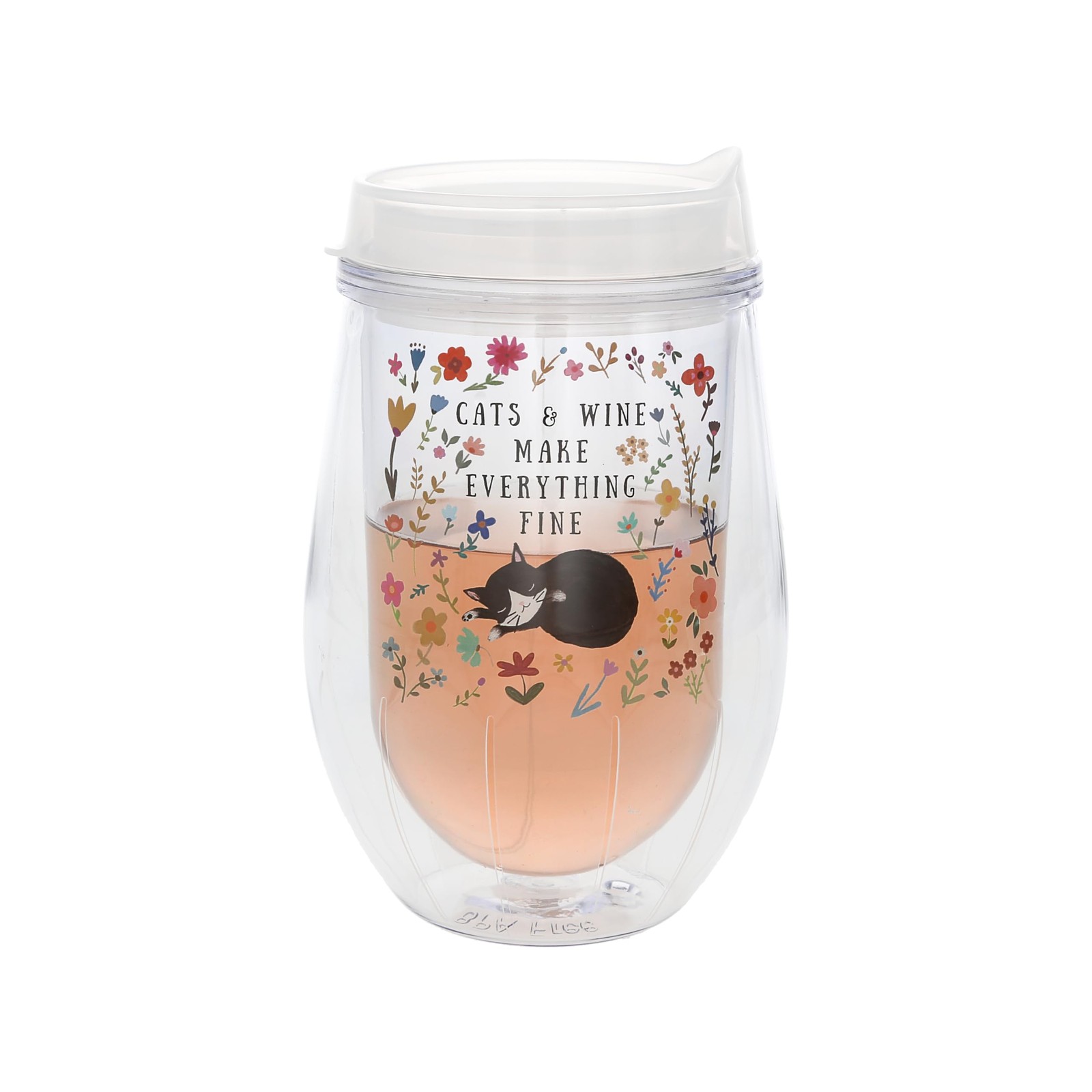 Pavilion Gift Cats 12 oz Acrylic Tumbler Floral Cat Lover Drinkware