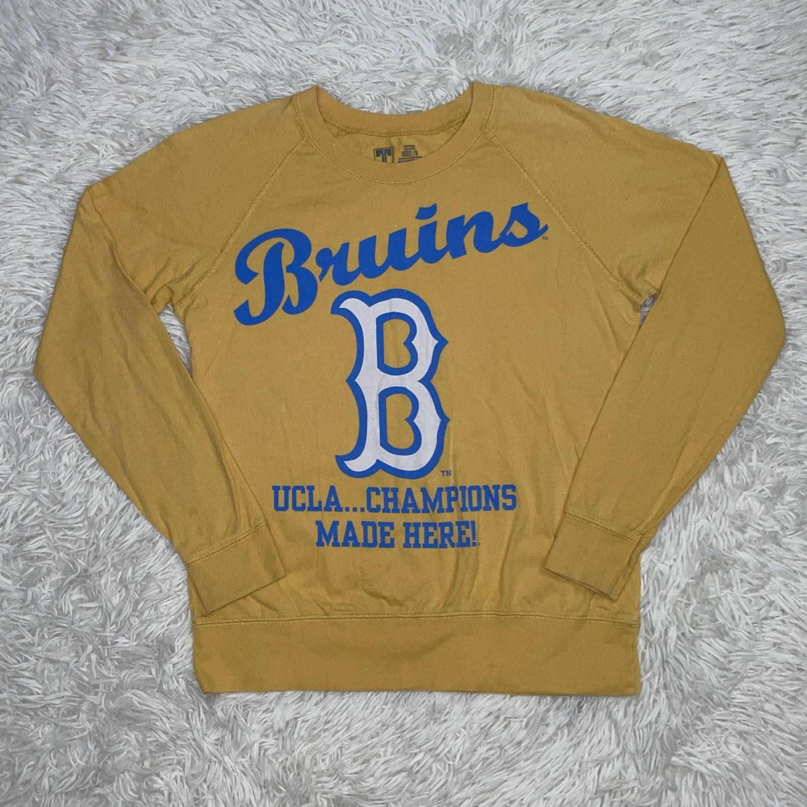 UCLA Bruins NCAA Champions Made Here Yellow Long Sleeve T-Shirt Women’s Size S