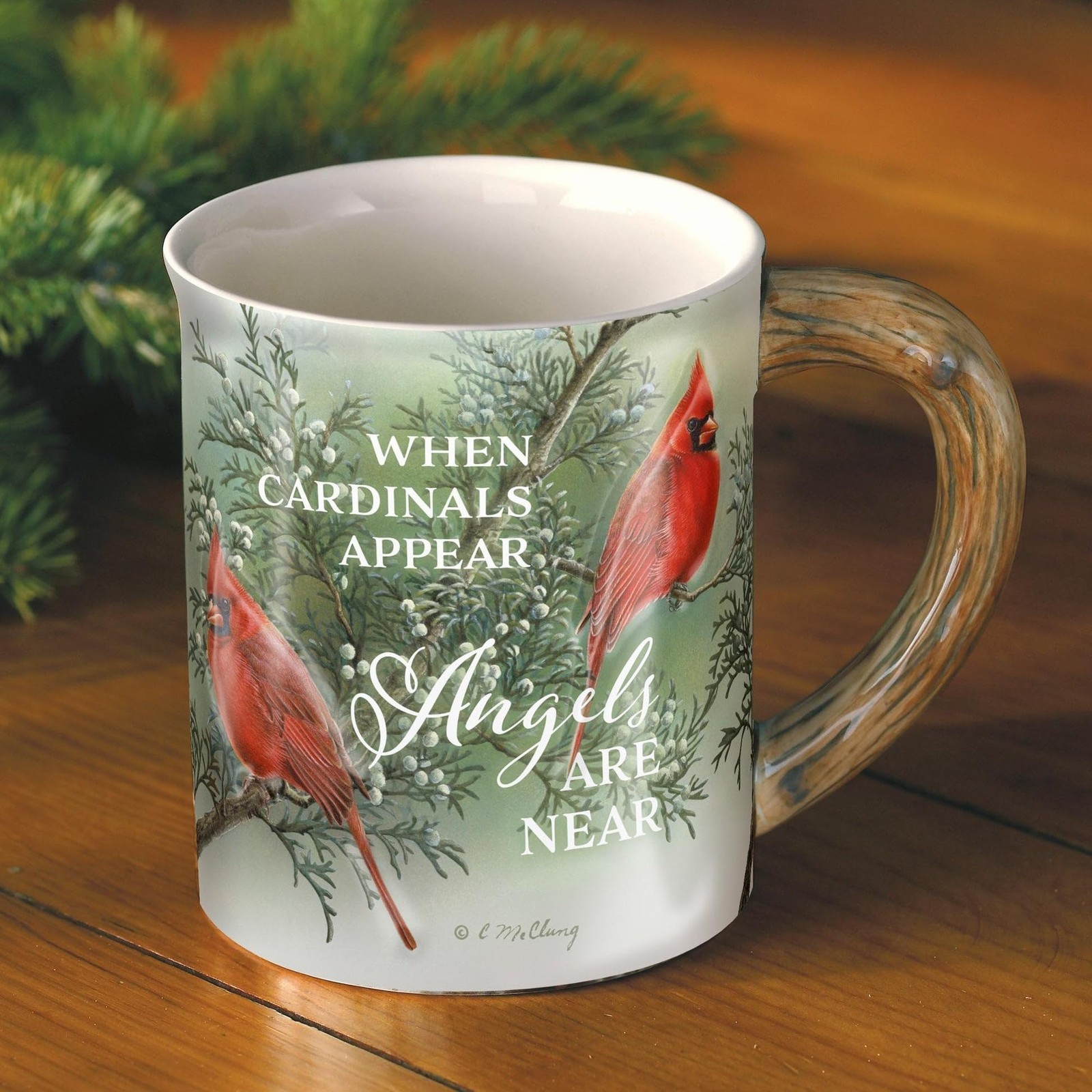 Wild Wings Angels are Near ‚Äì Cardinals Sculpted Mug