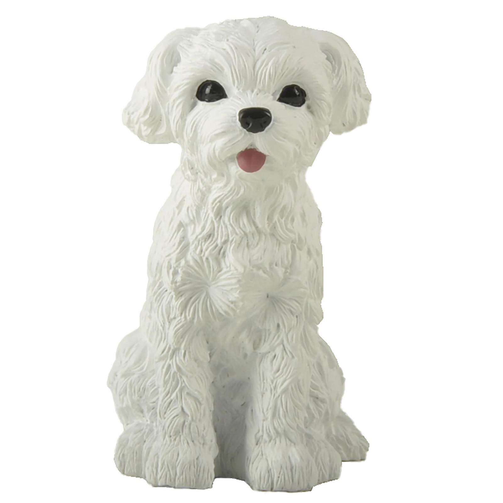 JFSM 3.5″ Maltese Puppy Dog Figurine Realistic Resin Home Office Decor