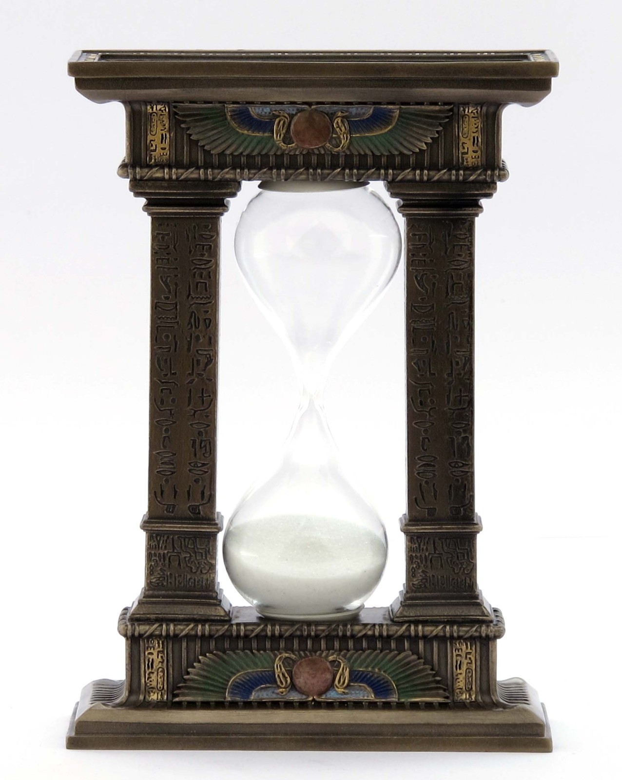 US 7.13 Inch Egyptian Gate Sand Timer Cold Cast Bronze Figurine