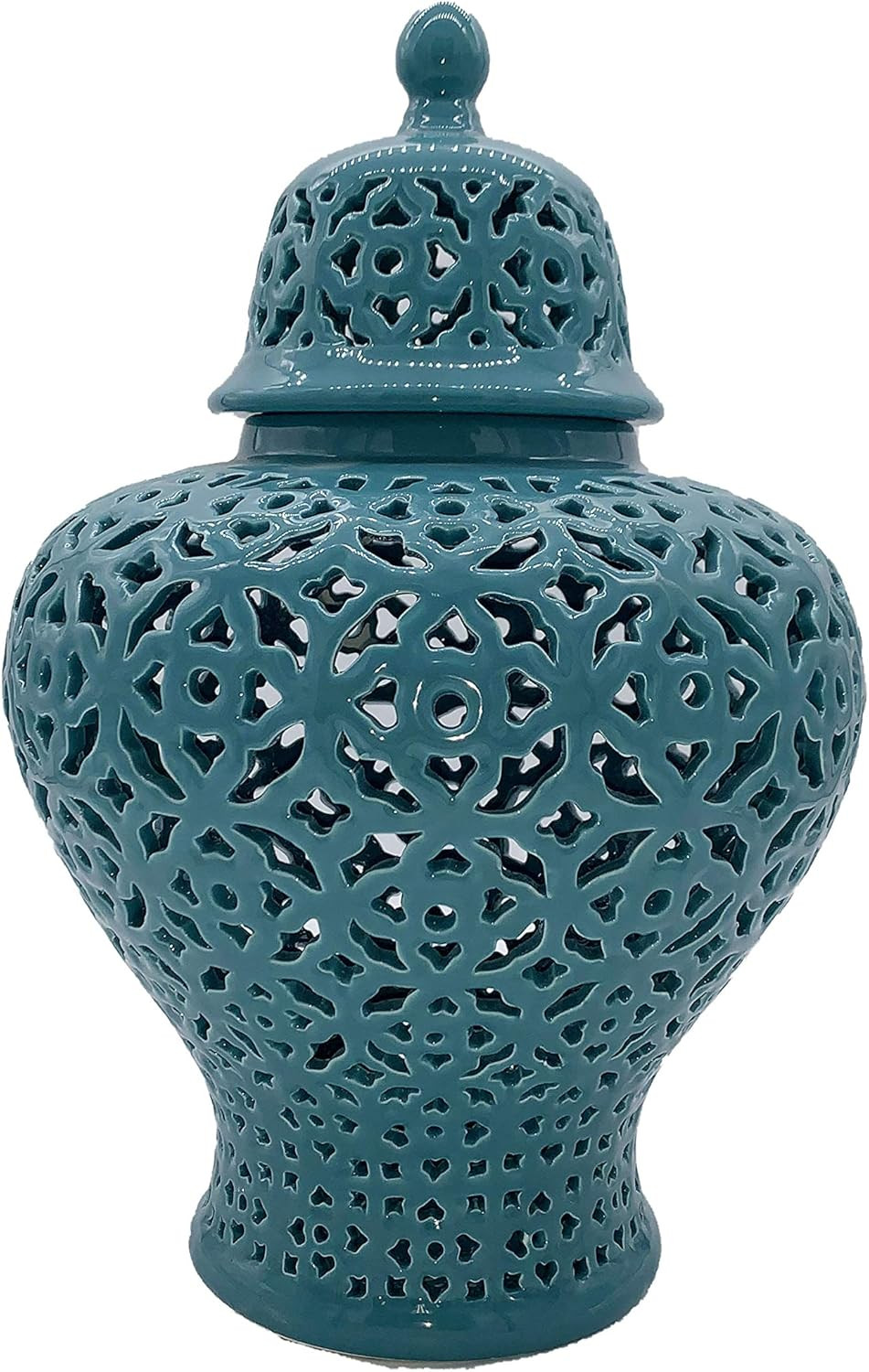 19.5” Lattice Ginger Jar with Lid – Stunning Home Decor with Intricate Mediterra