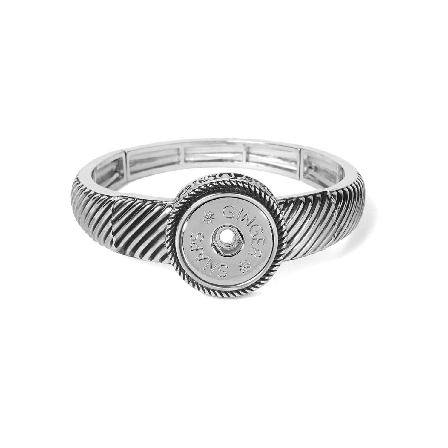 Ginger Snaps Rippling Stretch Bracelet – Interchangeable Snap Jewelry, Standard