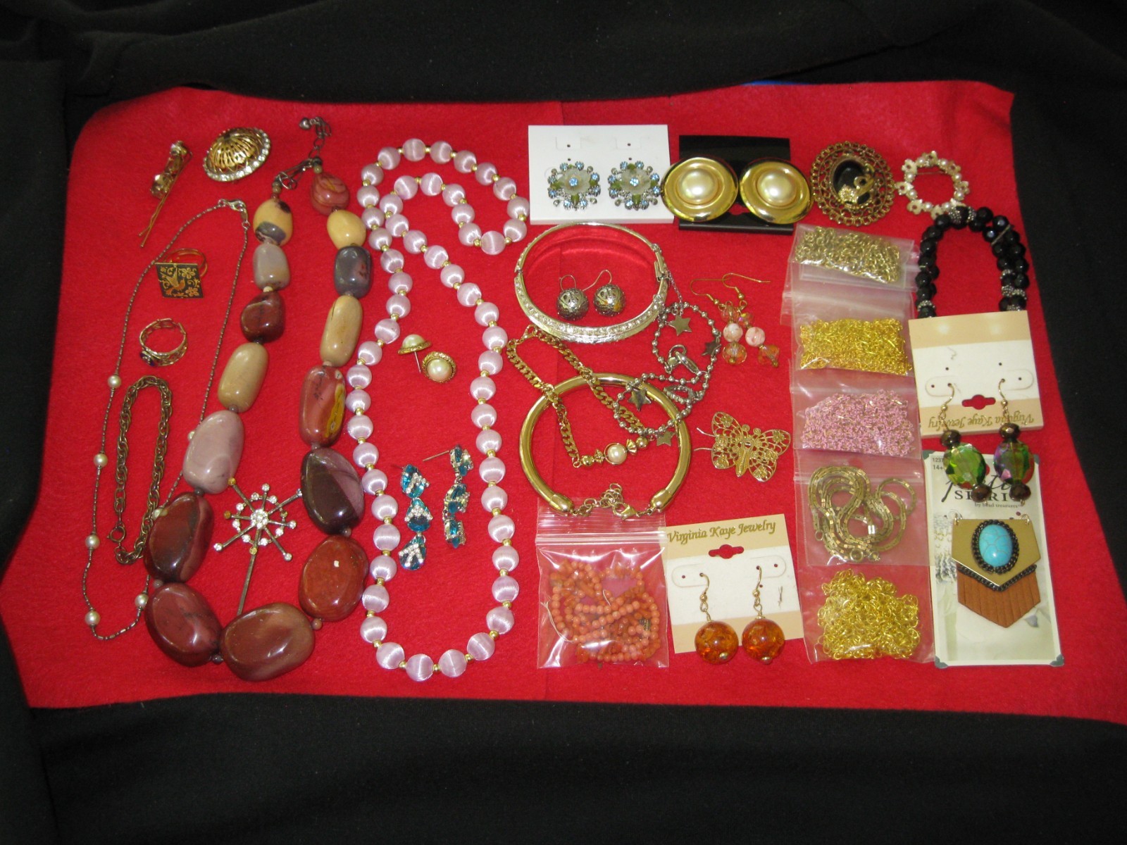 ESTATE JEWELRY DRAWER LOT EARRINGS NECKLACE PENDANTS GOLD TONE BROOCHES